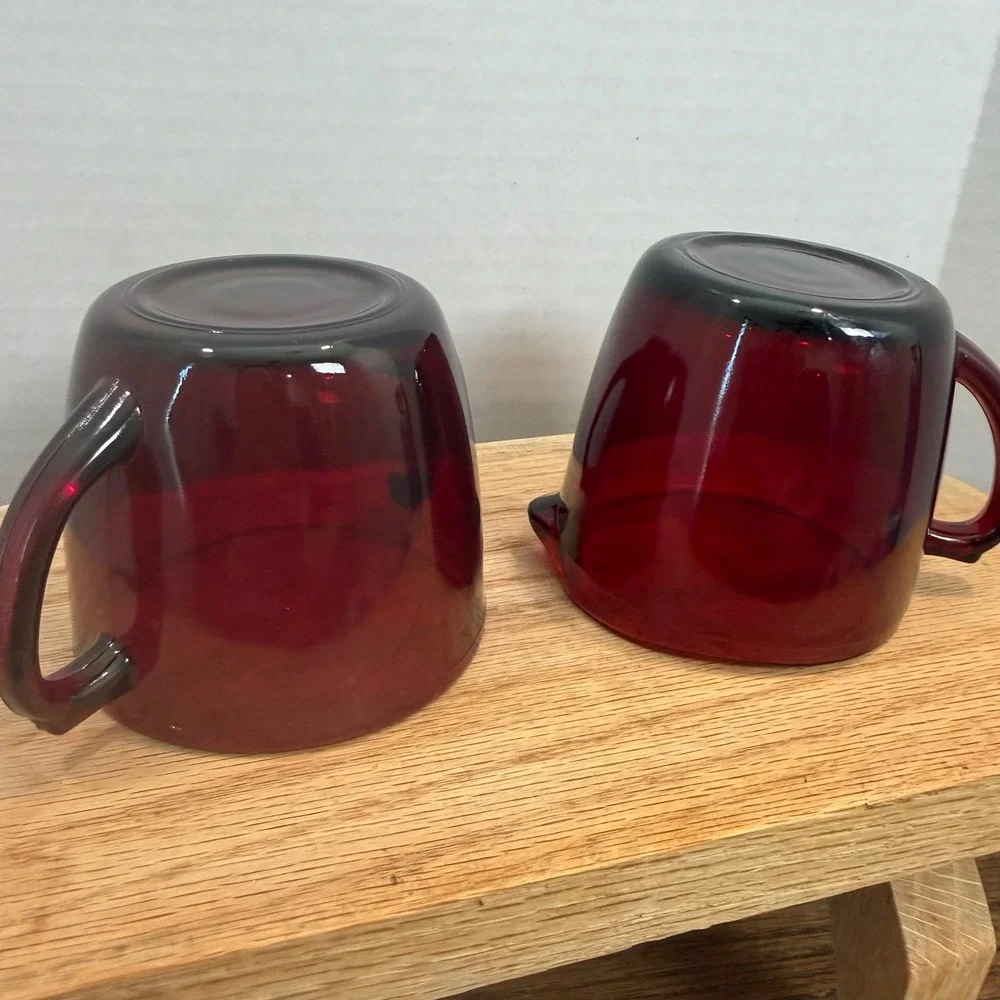 Anchor Hocking Royal Ruby Red Glass Creamer Sugar Bowl Set Vintage Mid Century